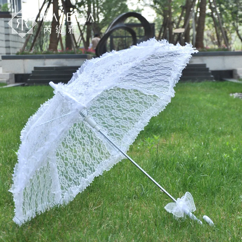 

Vintage Lace Umbrella Parasol Sun Umbrella for Wedding Decoration Photography White Beige Lace Sunshade