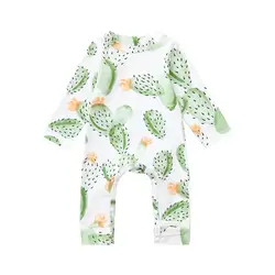 Новорожденных Для маленьких мальчиков с длинными рукавами для девочек цветочный хлопковый комбинезон из одного предмета одежда Одежда
