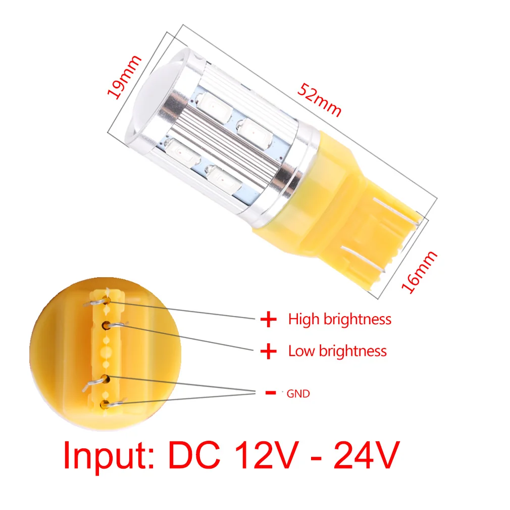 СВЕТОДИОДНЫЙ Автомобильный светильник 2 шт. 7443 12 SMD 5730 W21/5 Вт 5 Вт|car light source|car led