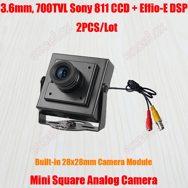 2PCS/Lot 700TVL Analog Mini Square Camera 1/3" Sony 811 810 CCD 960H