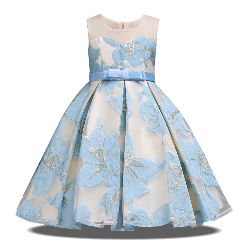 Детское праздничное платье, свадебное платье с цветочным узором для девочек, элегантное платье принцессы без рукавов, одежда для детей 3, 4, 5, 6, 7, 8, 9, 10 лет