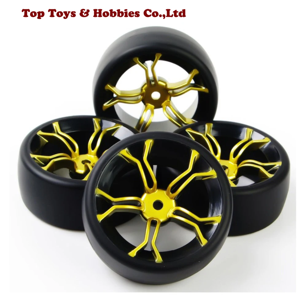 4pcs/set 1/10 RC Car Tires Drift Tyres & Wheel Rim Fit HSP HPI 110 On