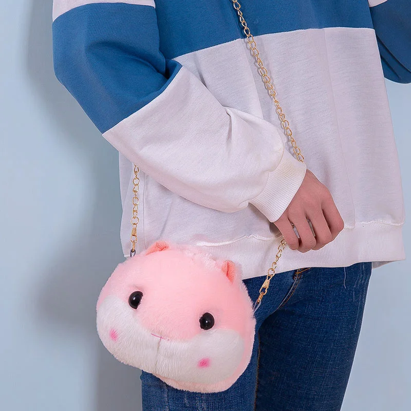 Cute Plush Hamster Backpack Japan Kawaii Mouse Backpack Stuffed Hamster Toy Children Crossbody Bag Gift Kids Toy For Little Girl