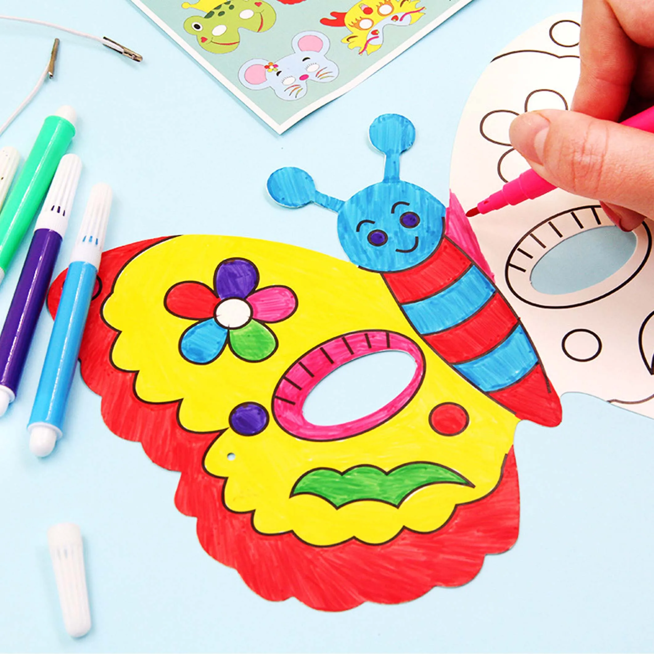  8pcs/set Blank Mask Animal Mask Child Coloring Painting Kindergarten Paper Doodle Handicraft DIY Ar - 33027893942