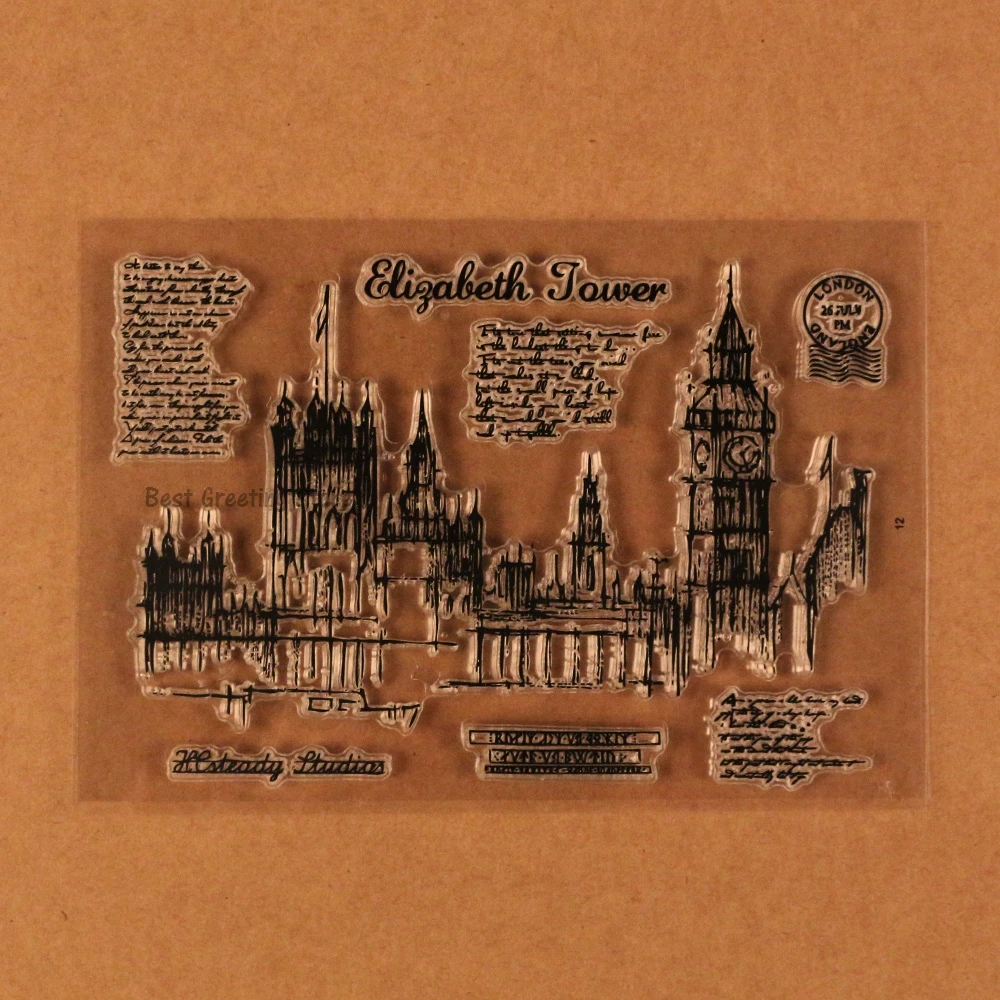 

Vintage London Elizabeth Tower Background Stamps Scrapbooking Card Craft Stamps