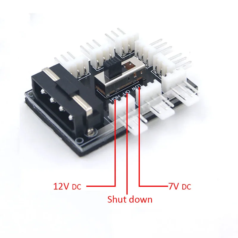 8 Ports 3pin TX3 CPU Cooler / Case  Cooling Fan Power Cable Hub Splitter Adapter w/ 12V/7V Switch,Power Molex 4pin or SATA 15pin