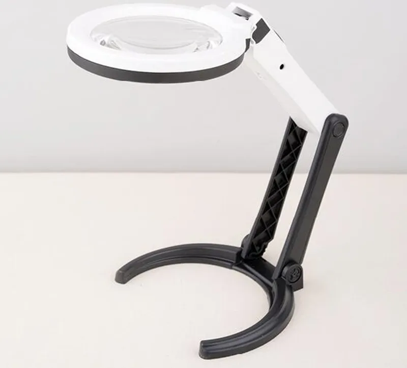 Us 1417 35 Di Sconto25x 8x Desktop Led Illuminato Anziani Lettura Magnifier Pieghevole Riparazione Lente Di Ingrandimento Con Led Lampade Da