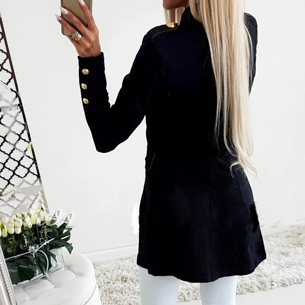 Женский модный простой офисный костюм с лацканами пальто блейзеры с длинными рукавами и пуговицами Блейзер noir femme верхняя одежда z0528