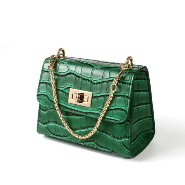 2017 Women Alligator Leather Messenger Bags Luxury Chains Shoulder 2017 Women Alligator Leather Messenger Bags Luxury Chains Shoulder Bag Clutch Purse Fashion Mini Small Green