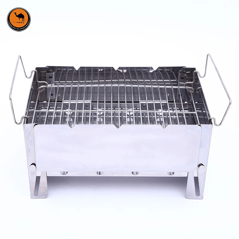 New Stainless Steel BBQ Grill Concave and Convex Charcoal Outdoor Camping Folding Portable Cooking Stove for 3-5 Barbecue | Дом и сад