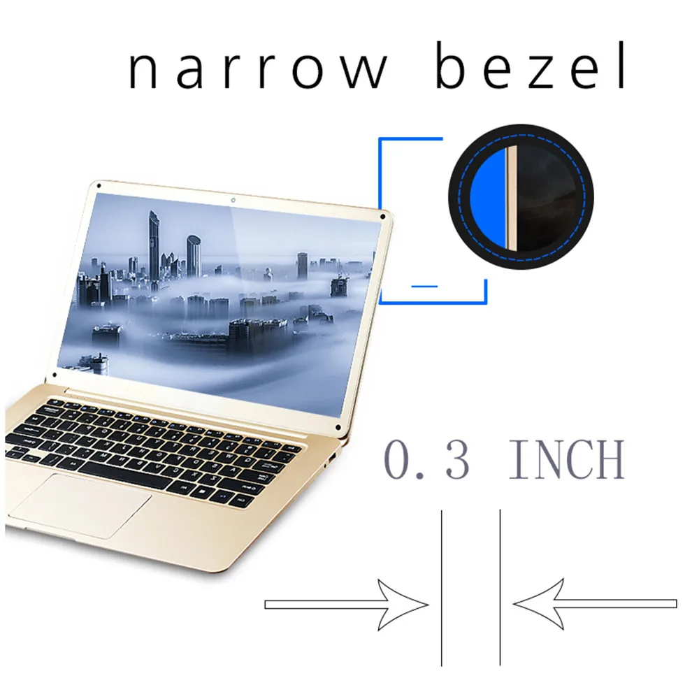 14.1 Inch Laptop Intel Atom X5 Z8350 Quad Core 2GB RAM 32GB ROM Windows 10 IPS Screen BT with HDMI port WiFi DHL Free Shipping