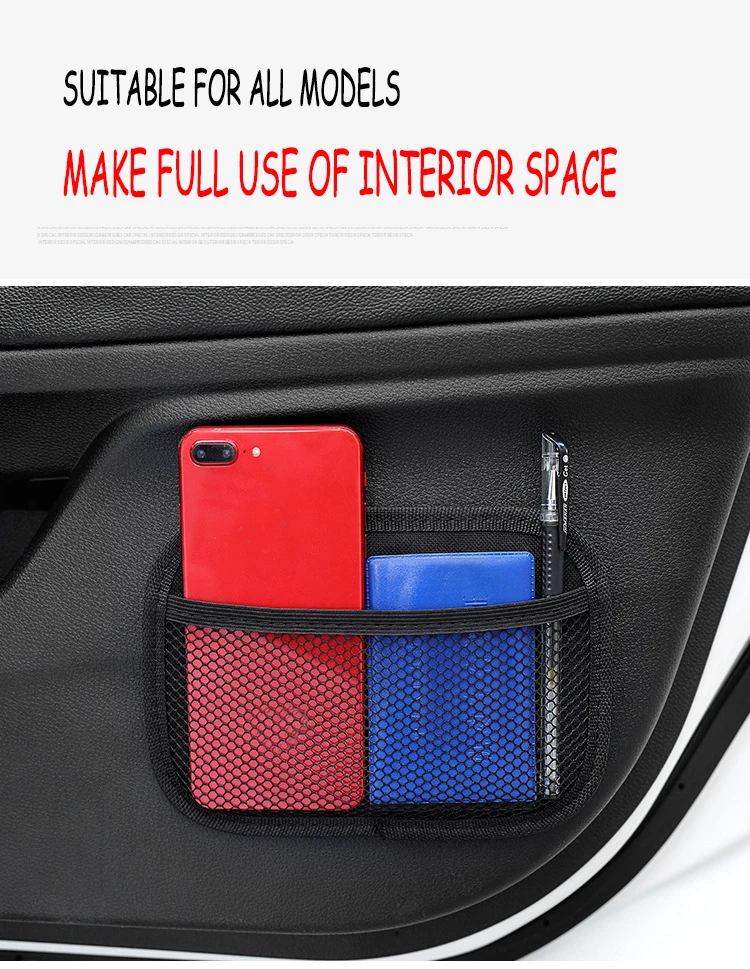 

Car Organizer Auto Interior Storage Bag Net Stick-Type Cell Phone Storage Box Non-woven Fabric Decoration Storage Bag Net