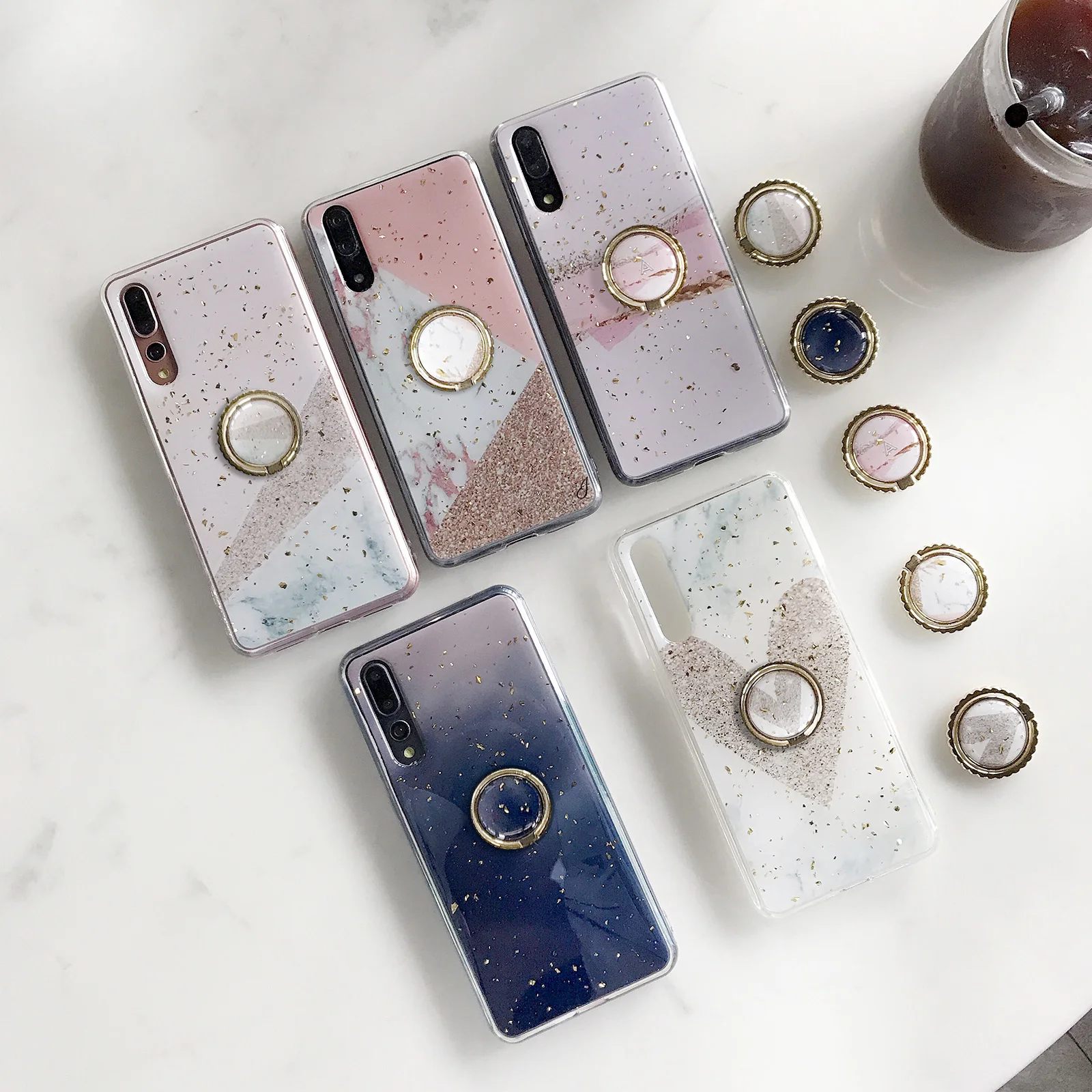Для samsung galaxy S9 S10 Note 8 9 модный эпоксидный Мраморный Резиновый чехол для телефона с