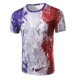 Новое поступление; Летнее Для мужчин футболка 3D печати Французский флаг картина маслом стиль моды Дизайн 3D Для мужчин с коротким рукавом