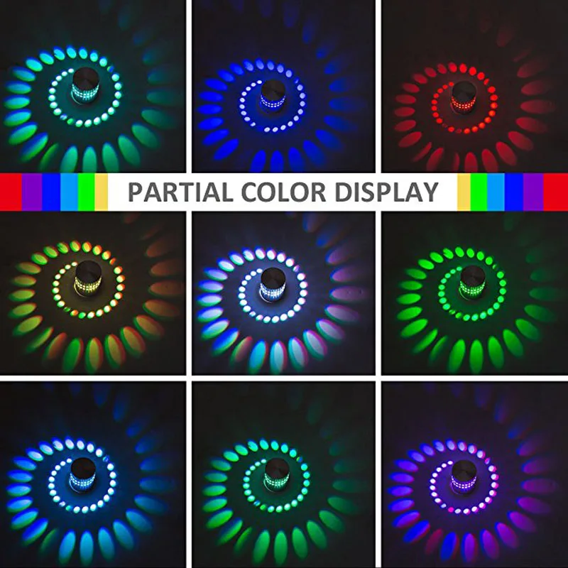 RGB диммируемая спиральная светодиодная настенная лампа установка поверхности