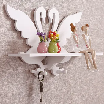 

DIY glove pastoral style wall storage rack double hollow partitions wood shelf for tissue backdrop decoration coat hooks