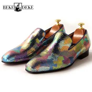 

New European Italian Shoes For Men Cow Leather Mens Footwear Gents Camouflage Printing Mens Shoes Formal Luxury Design Man Shoe