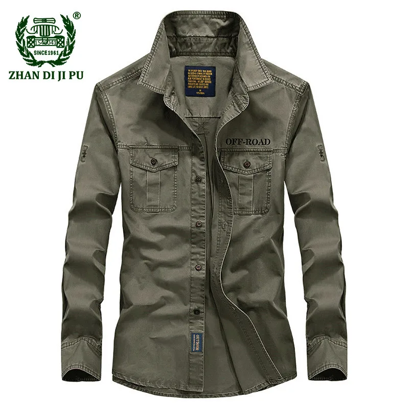 2019 Spring men high quality military casual brand 100% cotton army shirts autum winter man fleece