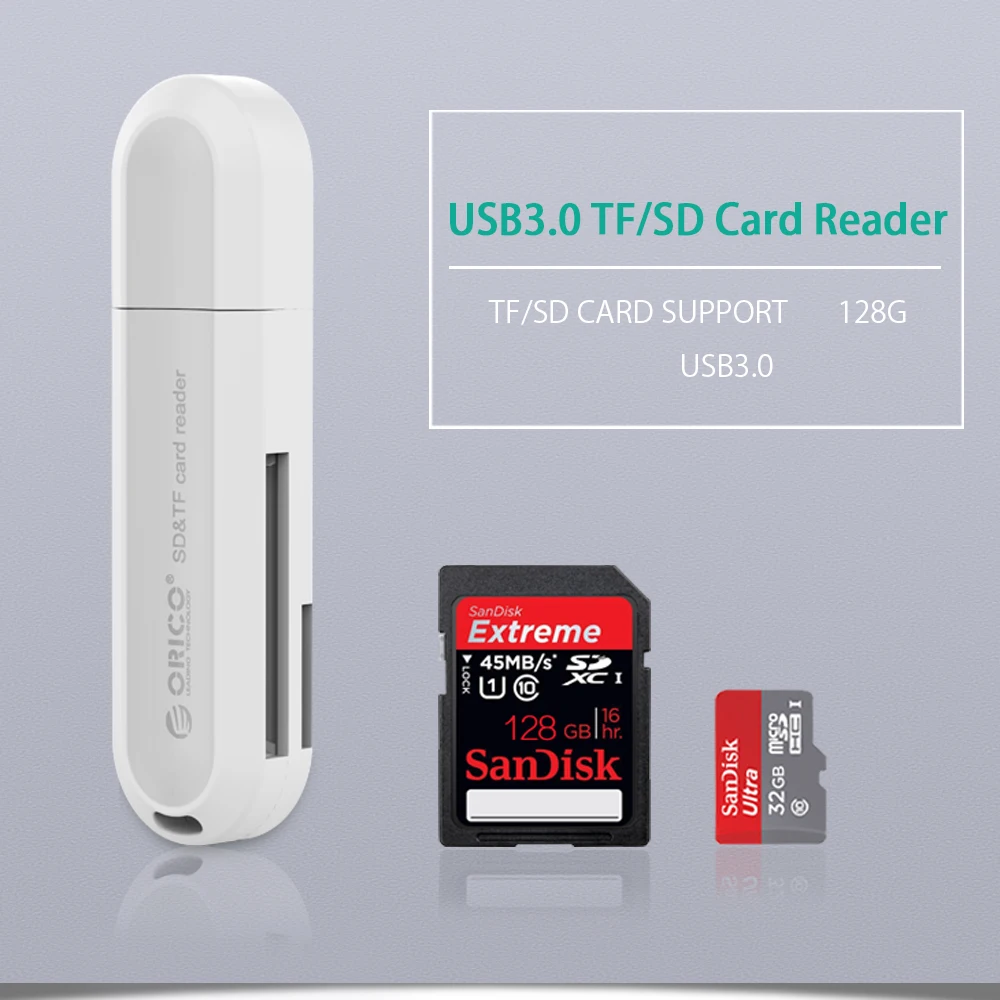 ORICO Высокое качество USB 3,0 Все в 1 мульти-карт памяти для SD& TF& SDHC& SDXC карты Макс поддержка 2 ТБ черный/белый