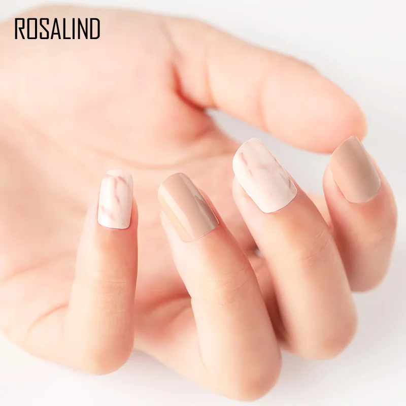 ROSALIND 1 набор поддельные ногти нажмите на ногти искусственные гелевые наконечники с клеем, стикер для французского дизайна ногтей Маникюрные наконечники