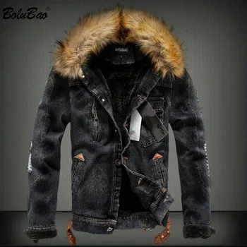 

BOLUBAO New Men Denim Jackets Autumn Winter Men's Cotton Fake Pocket Jackets Coat Male Casual Denim Jacket Brand Clothing