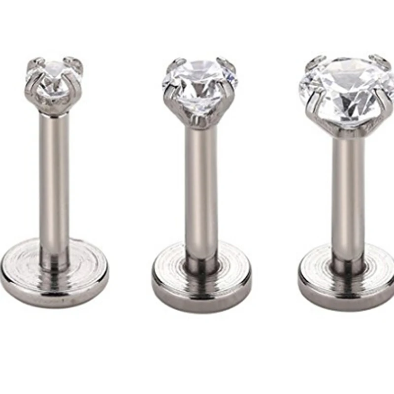 Bar 2/3/4/5mm Cubic Zirconia Gem Ear Cartilage Tragus Helix Studs Earrings Lip Labret Piercing Fashion Jewelry Gifts | Украшения и