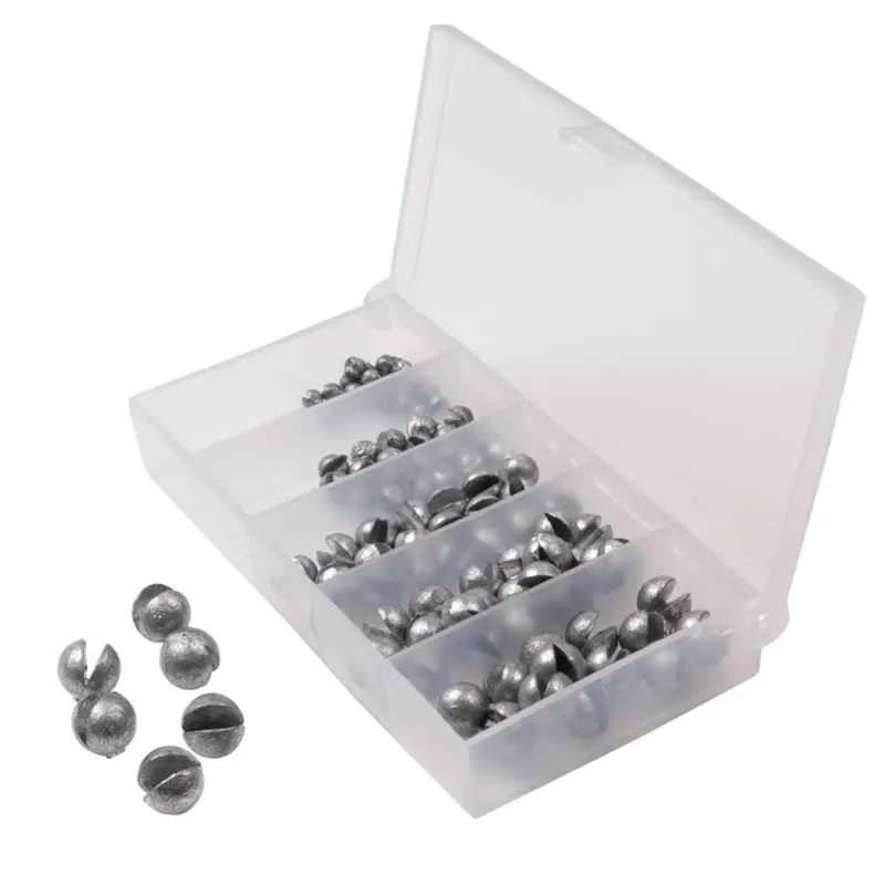 

100 Pcs/box Open Bite Lead Set Bare Fishing-clip Drop Biting Round Plumb Bob Auxiliary Fishing Tackle Gear
