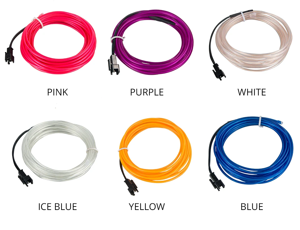 LED Cold light line Car Decorative light Ambient Light auto backlight Fluorescence R G B Yellow White ICE BLUE Pink Purple 5V (6)