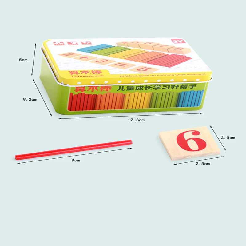 Деревянные Обучающие игрушки Монтессори для детей в железной коробке, 100 штук, цифровой математический набор, детский подарок