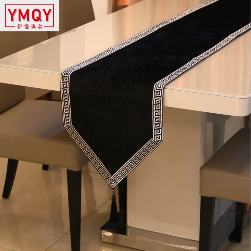 

YMQY New Chinese high-end tablecloth flag shoes cabinet cover cloth European velvet bed runner simple color table cloth
