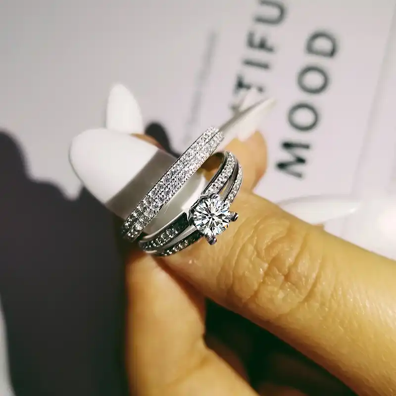 Moonso New Fashion Cushion Cut 925 Sterling Silver Wedding Ring