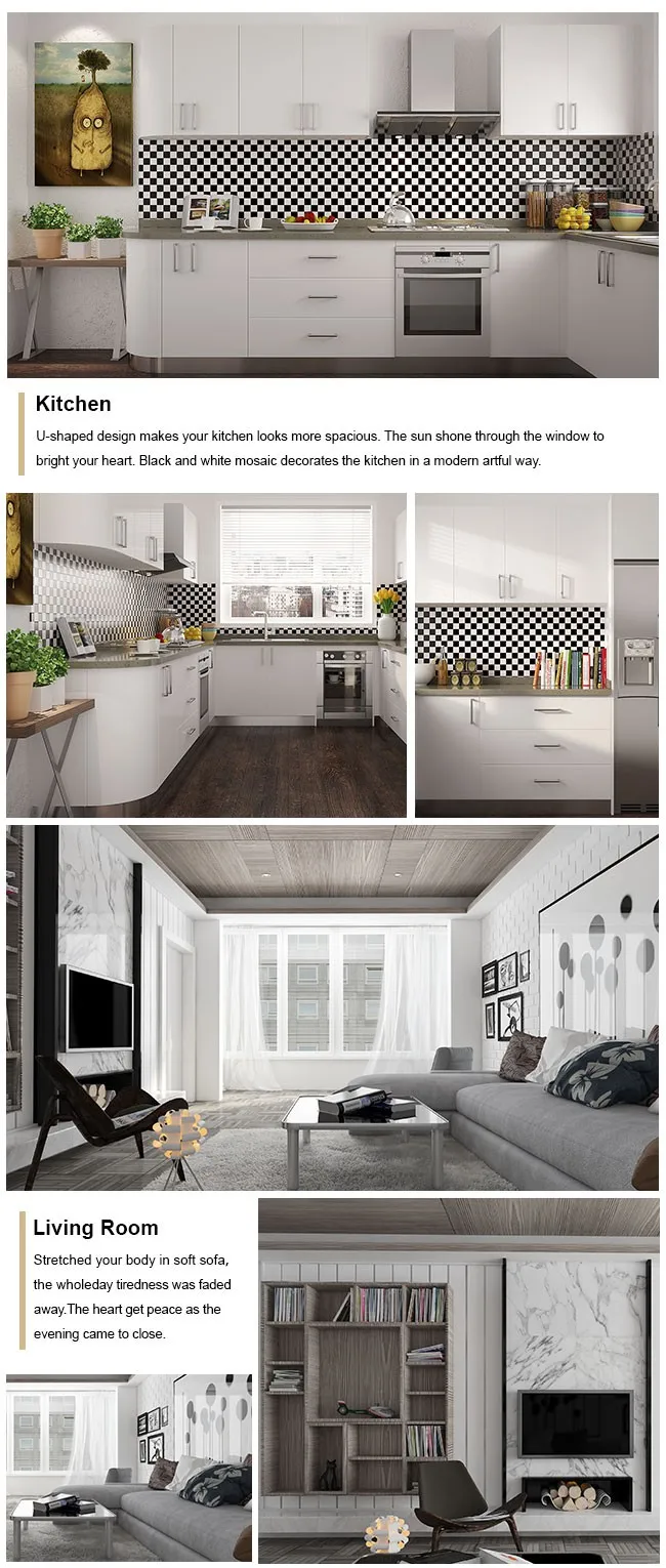 Custom Design Modern Style White Lacquer Wooden Kitchen Cabinet