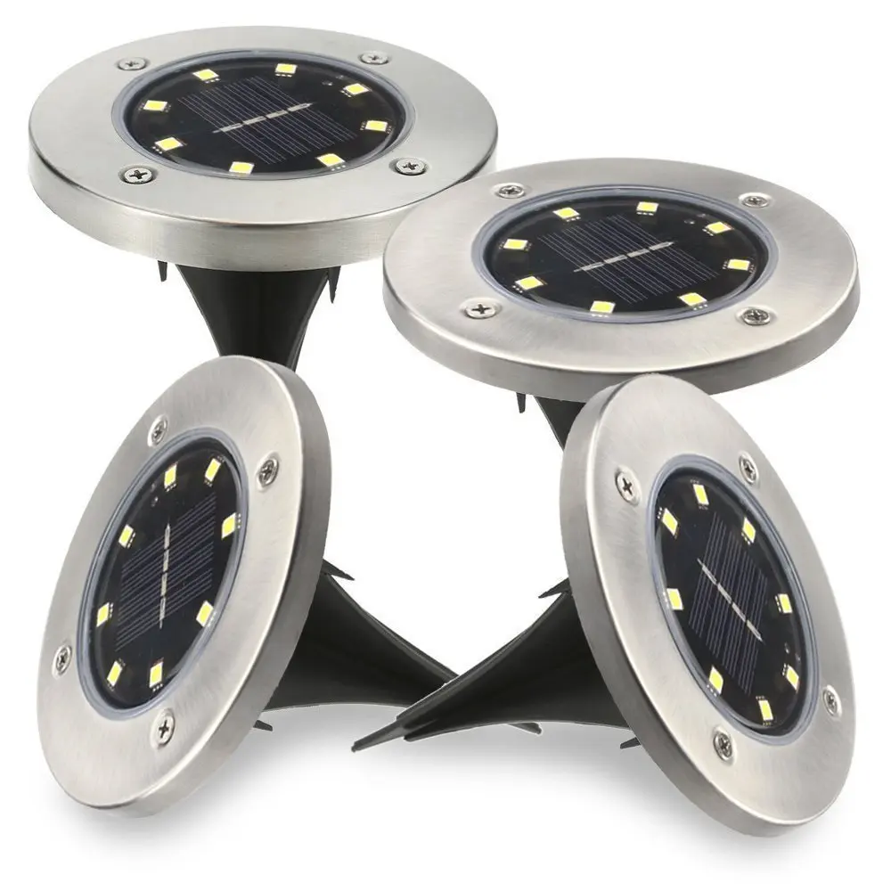 Kopen Solar Outdoor Ondergrondse Lichten 8LED Waterdichte Path Tuin Landschap Verlichting Dek Verlichting Tuin Gazon Landschap Decking