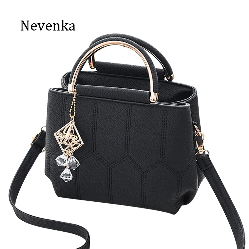 Nevenka Женская сумка Pu кожа высокого качества сумка Lady Evening Bags Pendant Женская марка Messenger Сумки дизайн Tote Sac - Цвет: Black