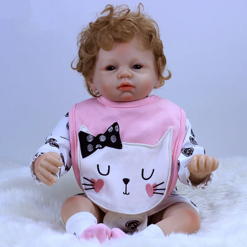 2018 novedad 22 pulgadas 55 cm silicona bebé Reborn muñeca de vinilo Pelo Rizado Bebe Reborn bebés Juguetes para niños Juguetes Brinquedos 2018 novedad 22 pulgadas 55 cm silicona bebé Reborn muñeca de vinilo Pelo Rizado Bebe Reborn bebés Juguetes para niños Juguetes Brinquedos
