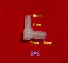 

100pcs Value Plastics Elbow Reduction Tube Fitting with Barbs 8mm-6mm