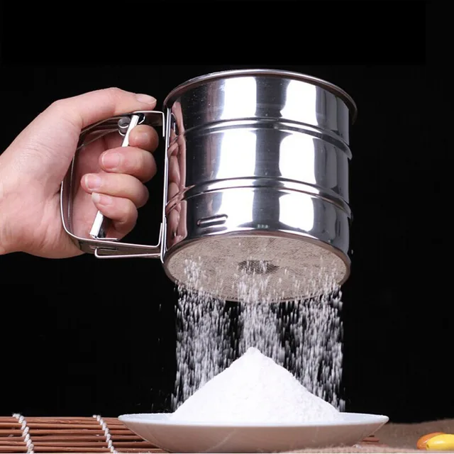 Stainless Steel Fine Mesh Flour Sifter Icing Sugar Cocoa Coffee Powder