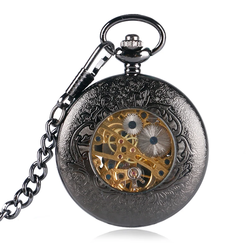Мужские Механические карманные часы в стиле стимпанк с зеленым цветком Орны, мужские механические наручные часы с цепочкой для мужчин и женщин, часы с подвеской