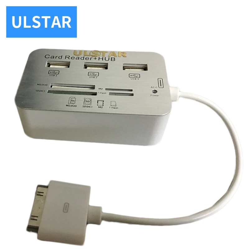 

ULSTAR Sd/mmc/ms Card Reader+3x HUB Camera Connection Kit for Ipad/ipad2/ipad3 (White)