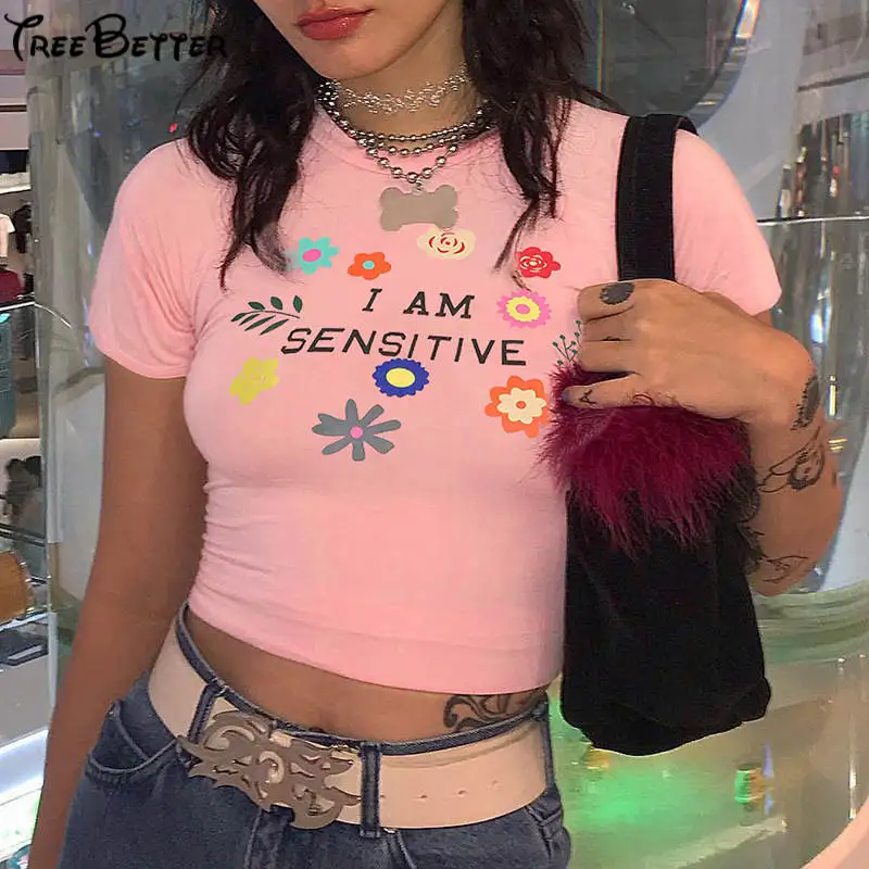 

Cotton Print Flower O Neck 2019 Summer Tops Tees Ladies Short T Shirt Boat Anchor T-shirt Cotton Female