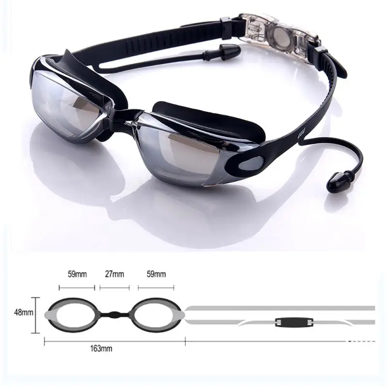 Профессиональные силиконовые водонепроницаемые плавательные очки, анти-туман, УФ очки для плавания с затычкой для ушей, унисекс, водные виды спорта, новейшие