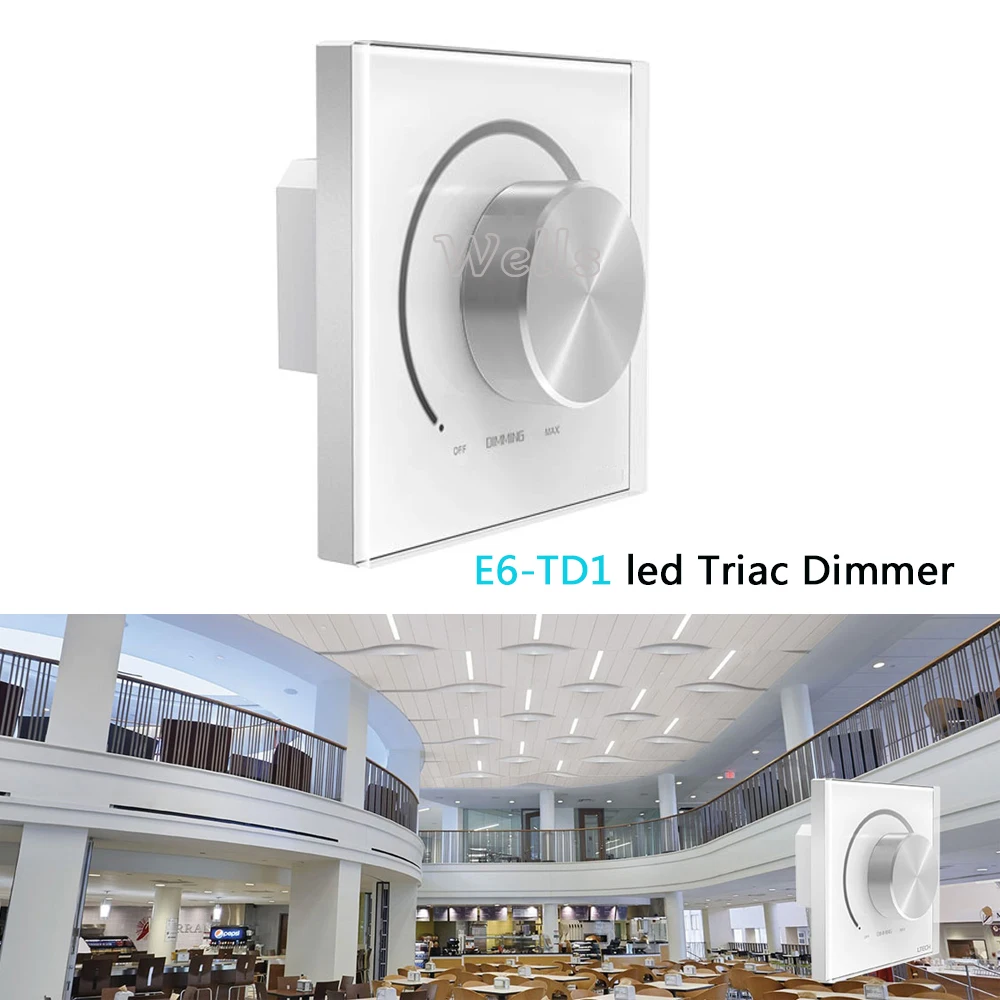 

LTECH Wall Mount Knob led Triac Dimmer E6-TD1;AC 220-240V 50-60Hz for High Voltage LED Light Incandescent Lamp Halogen Lamp