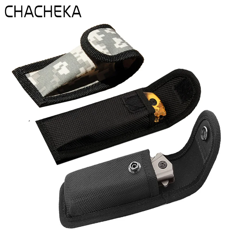 

CHACHEKA Tactical Camouflage / Full Black Color Nylon Folding Knife Sheath Pocket Storage Bag with Belt hole Waist Pack