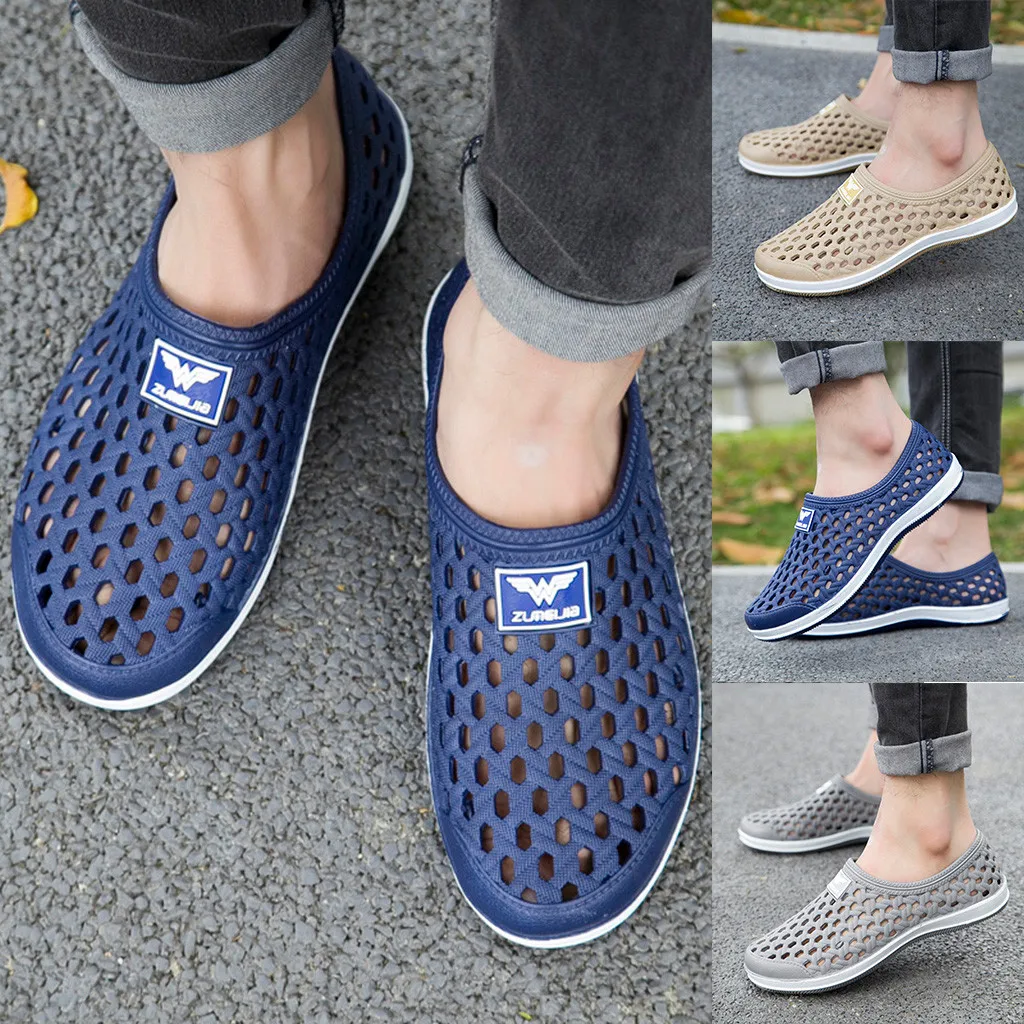 

Men's Fashion Casual Breathable Slip On Hollow out Beach Shoes Outdoor Sandals High quality handbag Solid Color brand New