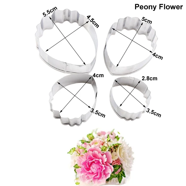 Large Peony Flower and Leaf Petals Veiner Sugar Tool Flower Silicone Cake Mold Simulation Gum Paste Mould CS255