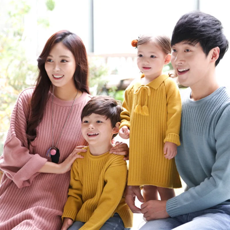 

Family Matching Outfits Sweater 2018 New Autumn Winter Multi-color Long-sleeved Wool Sweaters Mother and Daughter Clothes QZ073