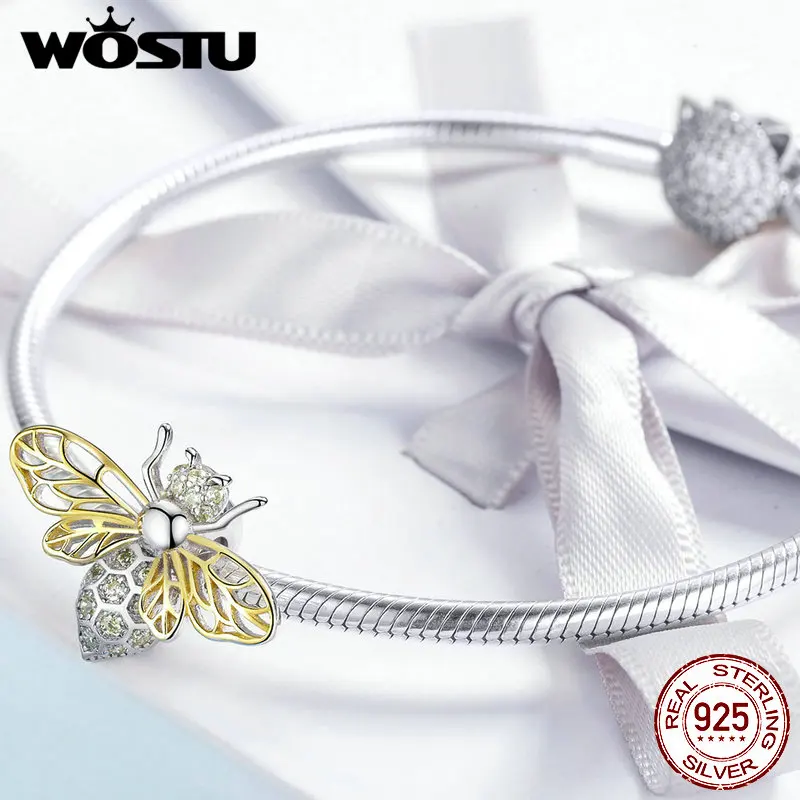 Женский браслет WOSTU из стерлингового серебра 925 пробы с подвеской в виде животных