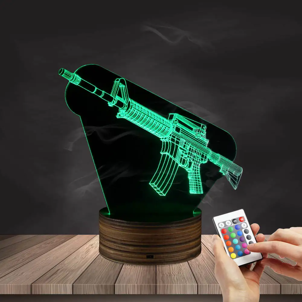 Buy 1Piece Optical illusion Lamp Machine Gun Design 3D Lights Military Weapon