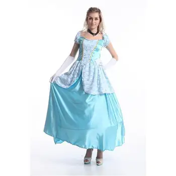 

Princess Costume Ball Gown Blue Women Costume High Quality Elegant Costume Dress Short Sleeves plus size M-3XL