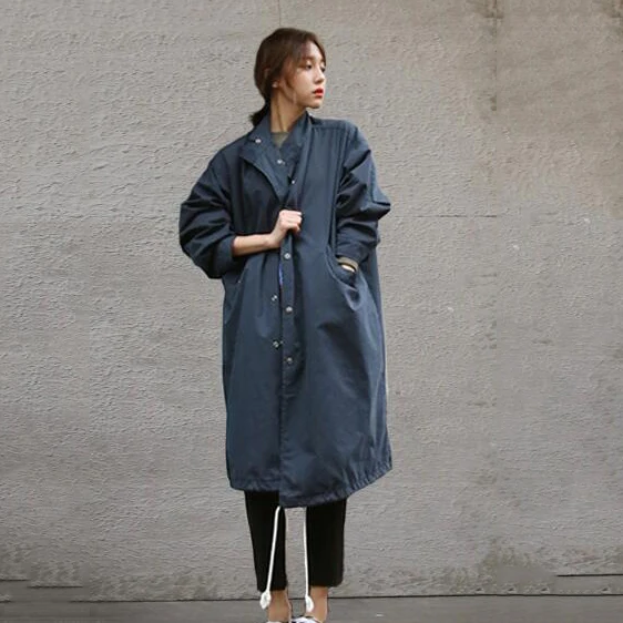 [GUTU] 2017 Primavera Outono Novo Padrão Solto Tamanho Grande Tipo de Pelagem Longa Blusão Cor Sólida Mulheres E268